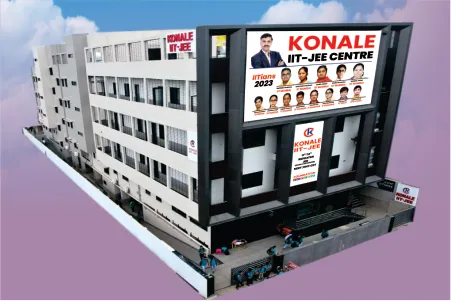 The Konale IIT-JEE Centre building with its results hoarding