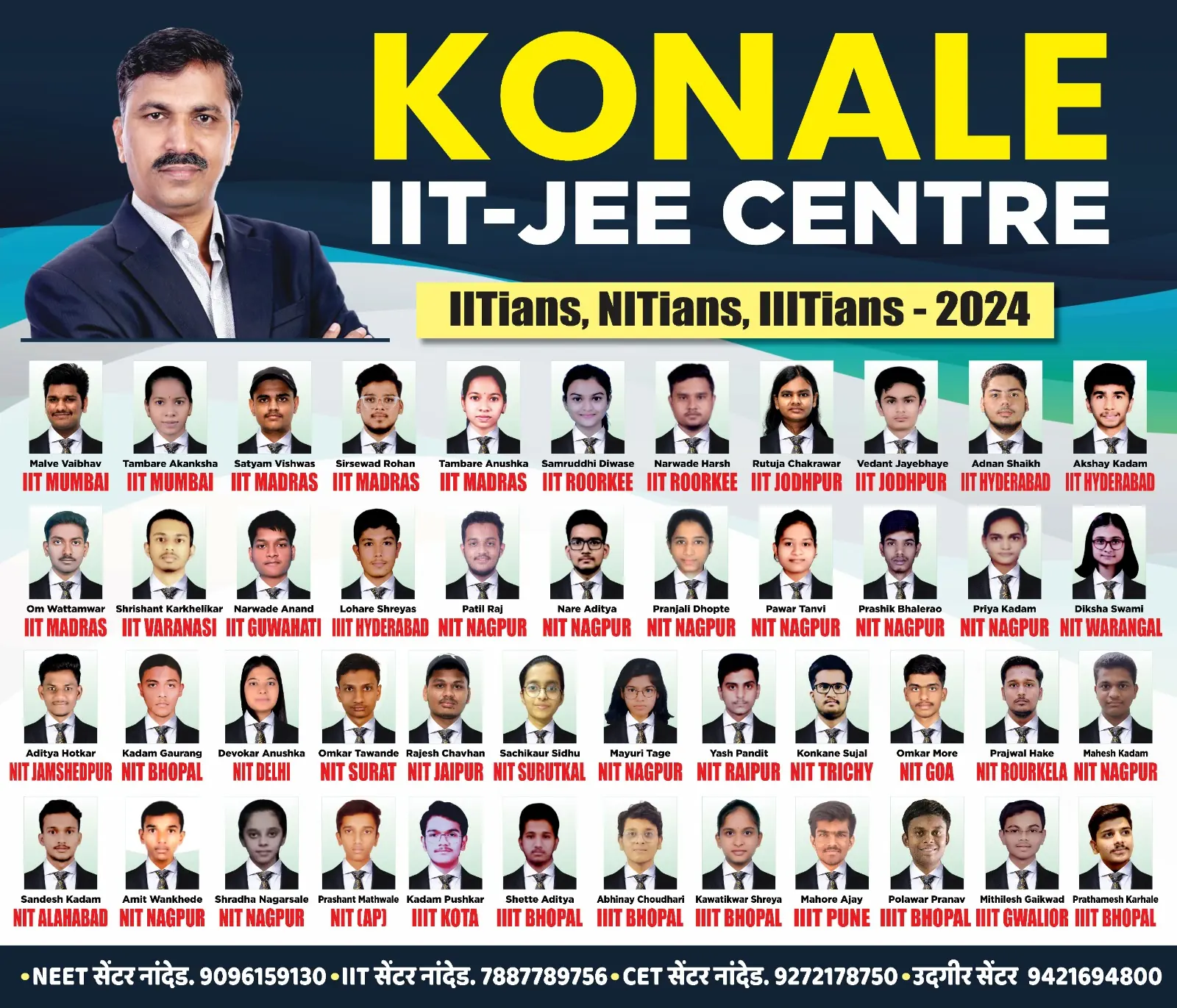 Konale IIT-JEE Centre 2024 results poster